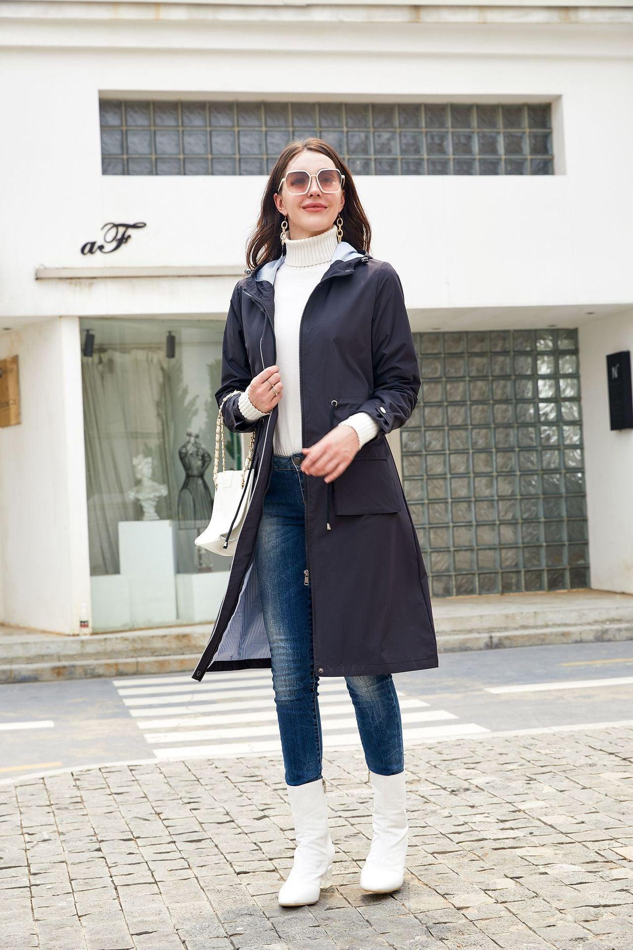 Fudus | Wasserdichter Kapuzen Trenchcoat Für Frauen Komfort