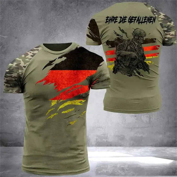Fudus | T-Shirt mit Camouflage-Muster für Veteranen der deutschen Armee Fußballtrikot für Männer Deutschland EM 2024