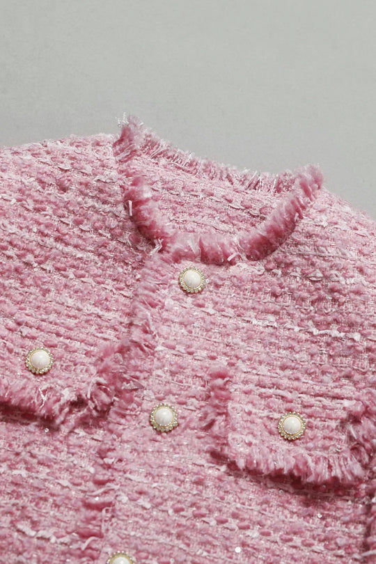 Damen Übergröße Tweed Jacke Mit Quasten Herbst