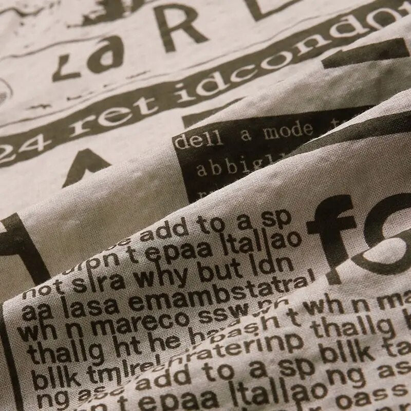 Herren Hemd Knöpfe Zeitungsdruck