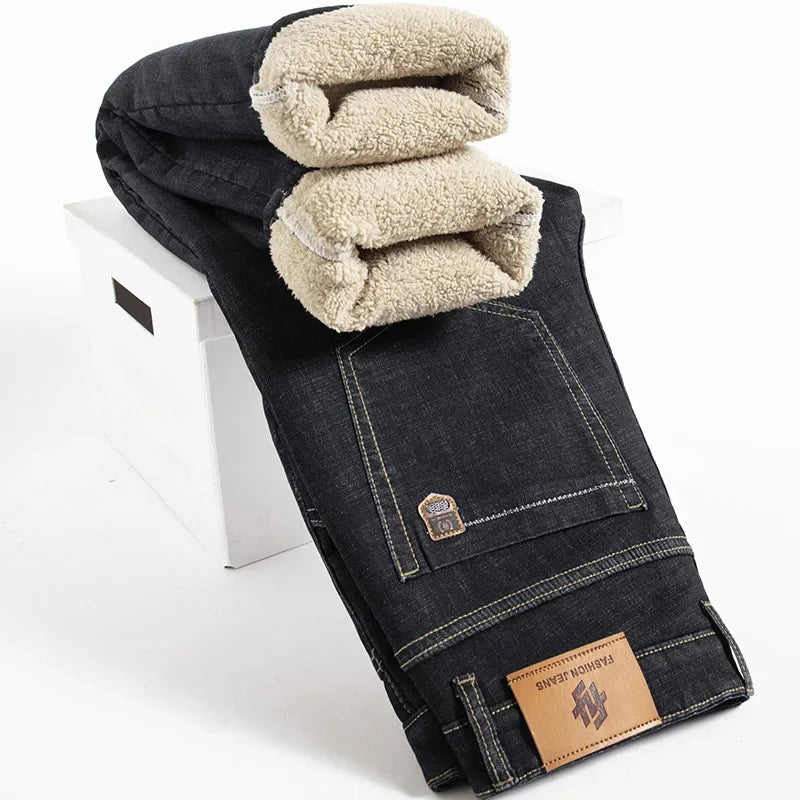 Warme Fleece-Denim-Jeans