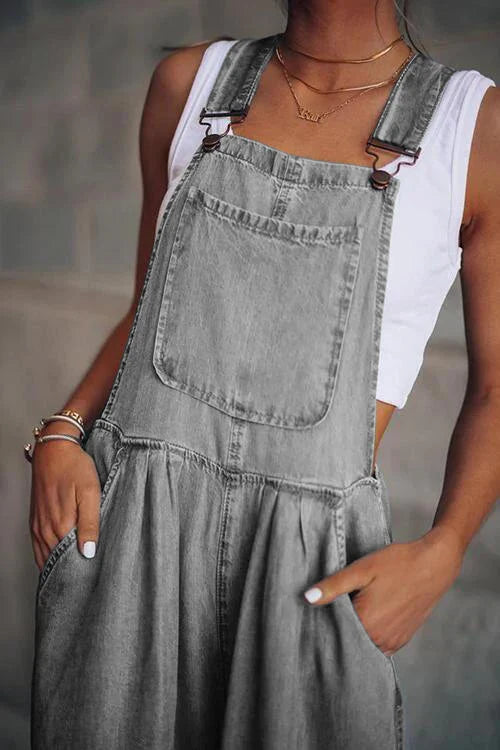 Damen Boho Oversize Denim Latzhose