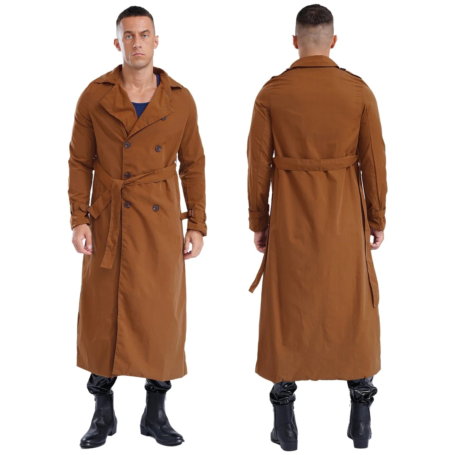 Fudus | Zweireihiger Herren Trenchcoat Mit Gürtel