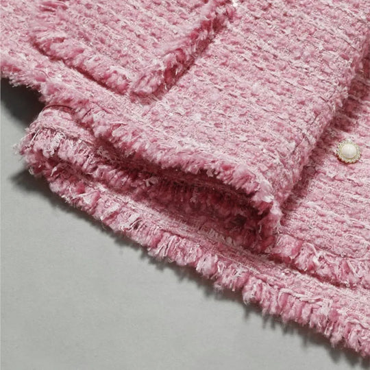 Damen Übergröße Tweed Jacke Mit Quasten Herbst