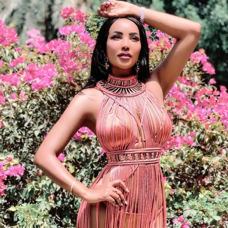 Damen Bohemian Häkel Strick Strandüberwurf