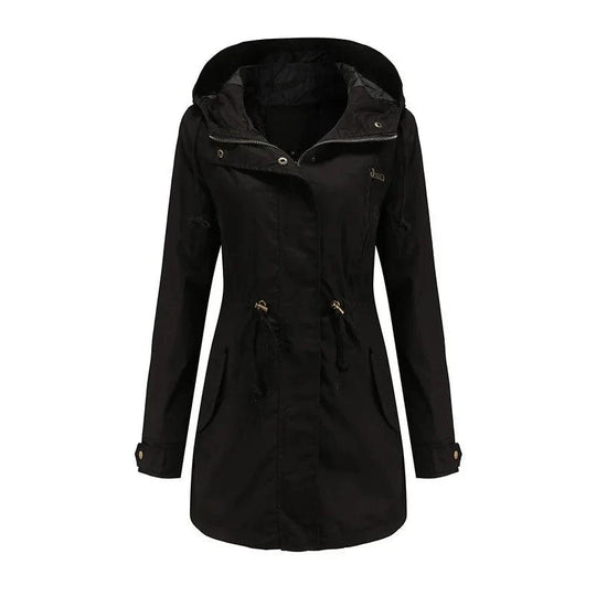 Damen Baumwoll Kapuzen Trenchcoat