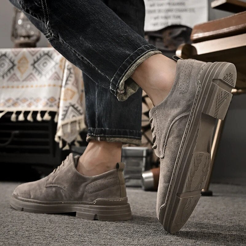 Fudus | Wildleder Derby Schuhe Mit Gestapelter Sohle