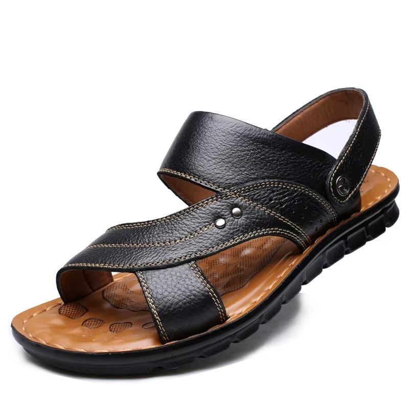 Herren orthopädische Ledersandalen mit verstellbaren Riemen