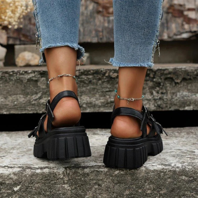 Damen Elegante Urban Sandalen In Cremefarben