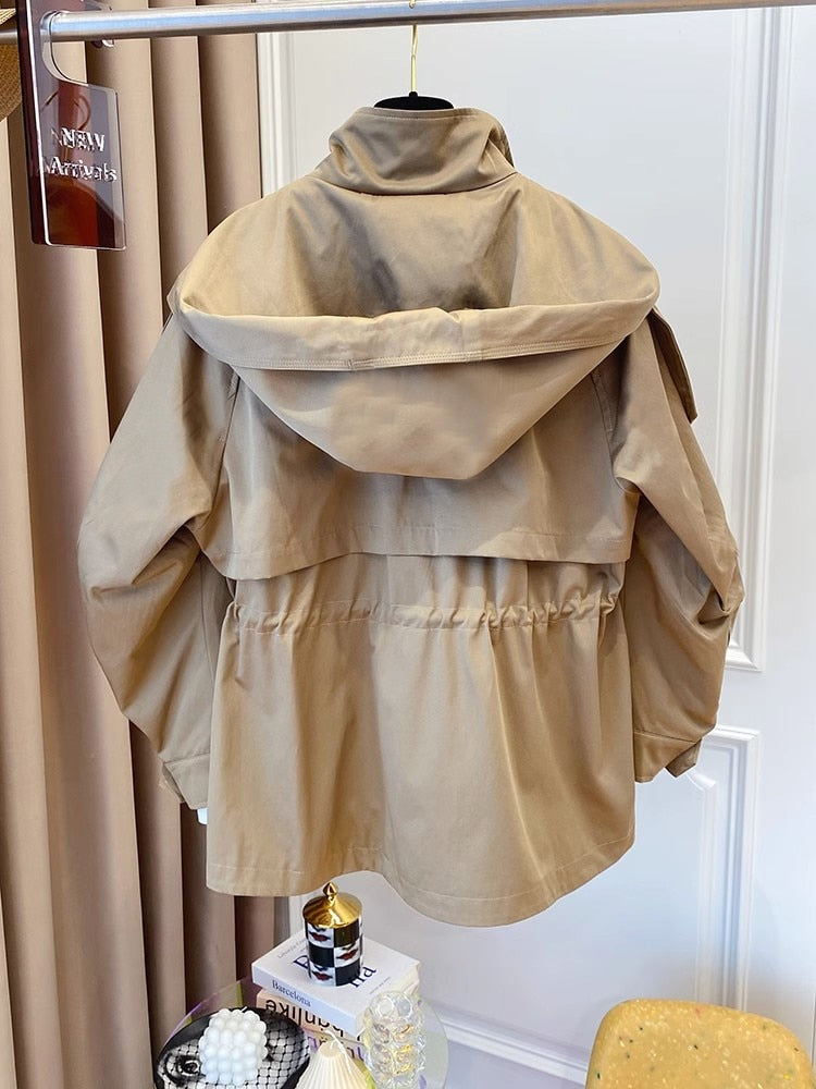 Damen Leichte Kapuzenjacke Mit Taschen