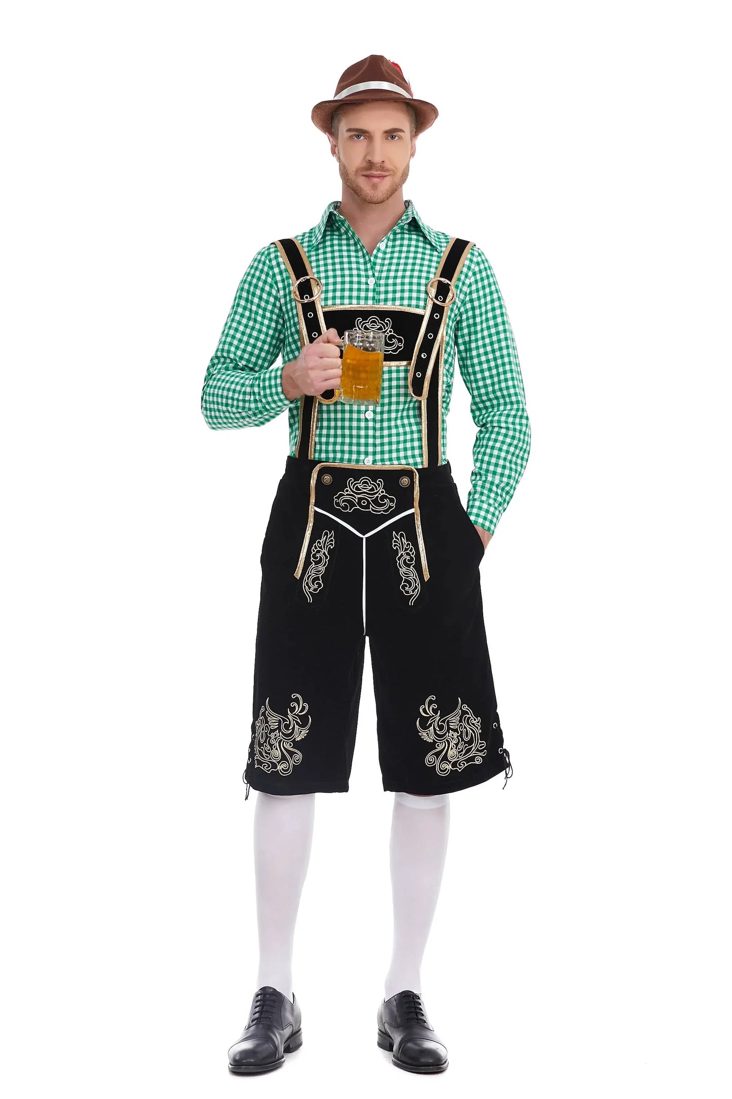 Herren Bayerische Tracht Mit Hosenträgershorts Und Hemd
