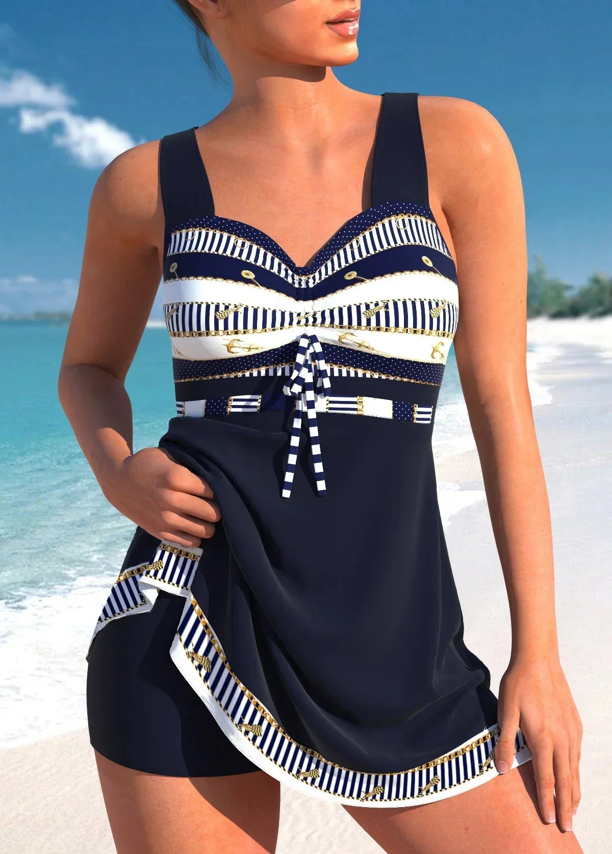 Stilvolles Bauchkontrolle-Tankini-Set