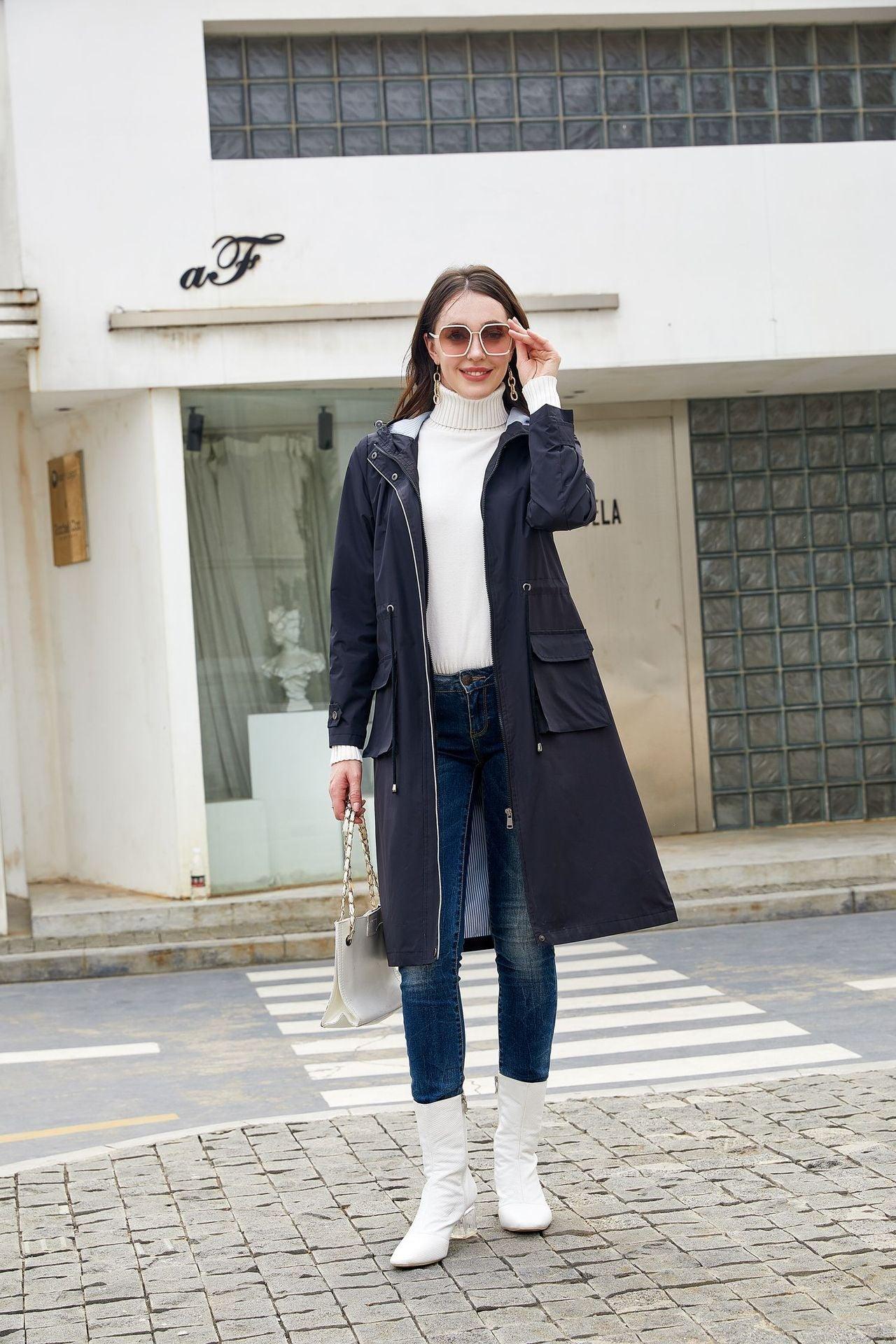 Fudus | Wasserdichter Kapuzen Trenchcoat Für Frauen Komfort
