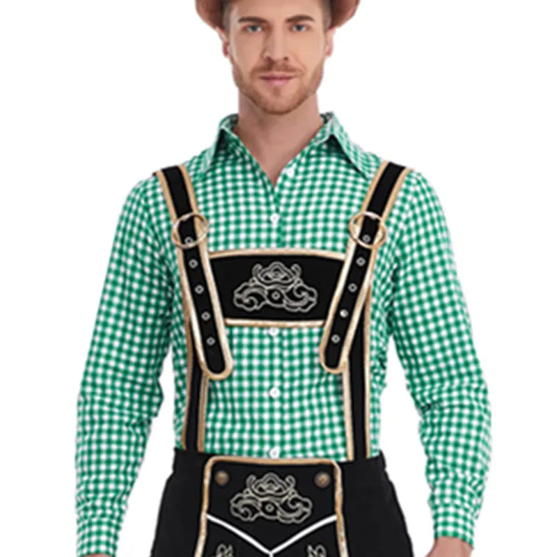 Herren Bayerische Tracht Mit Hosenträgershorts Und Hemd