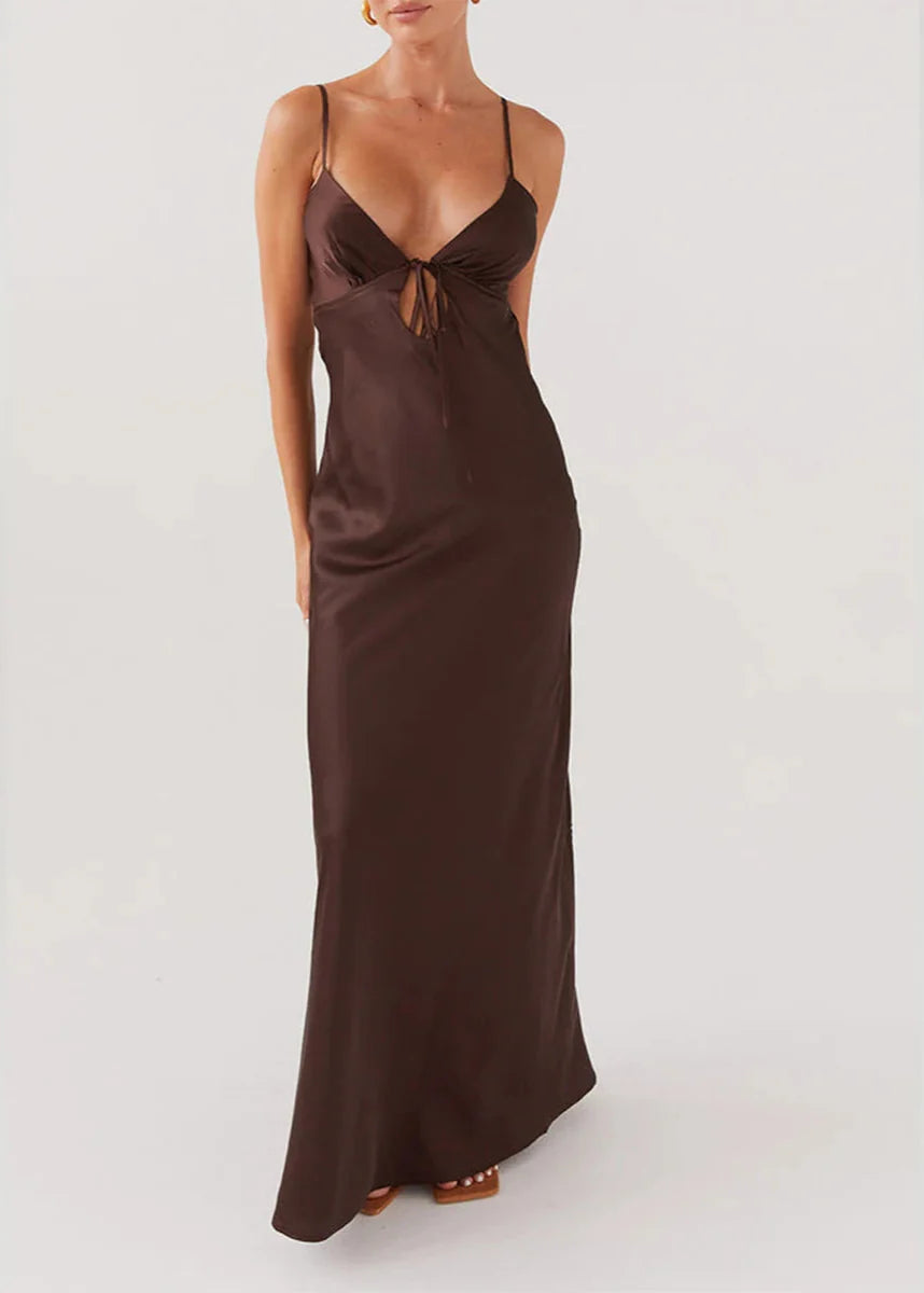 Fudus | Leichte Satinkleid Für Frauen in Braun