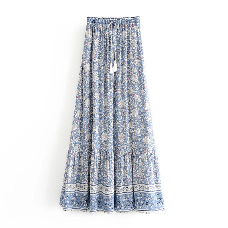 Damen Bohemian Blumen Print Maxi Rock