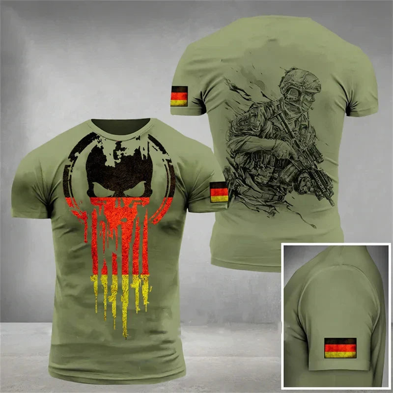Fudus | T-Shirt mit Camouflage-Muster für Veteranen der deutschen Armee Fußballtrikot für Männer Deutschland EM 2024