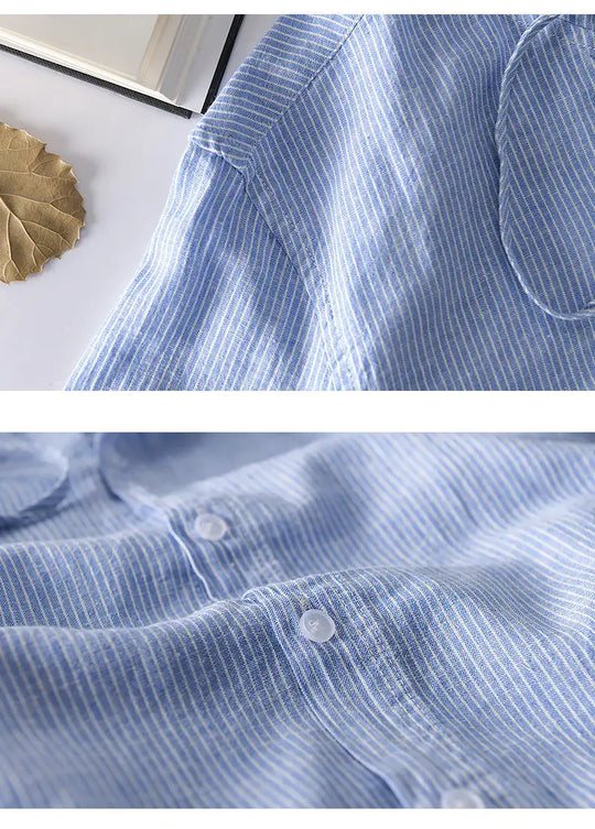 Leinenhemd Lässig Kapuze Leicht Atmungsaktiv