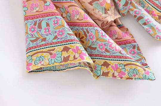 Damen Boho Blumen Print Kurzer Kimono