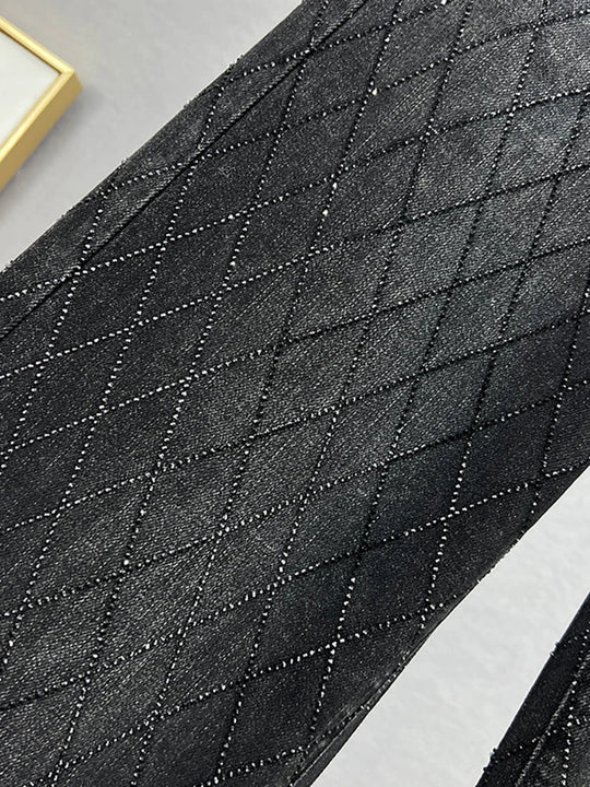 Jeans Damen Karomuster Strass Elegant