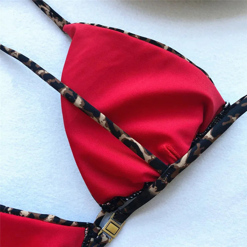 Damen Bikini-Set - Gepolsterter BH im Leopardenmuster