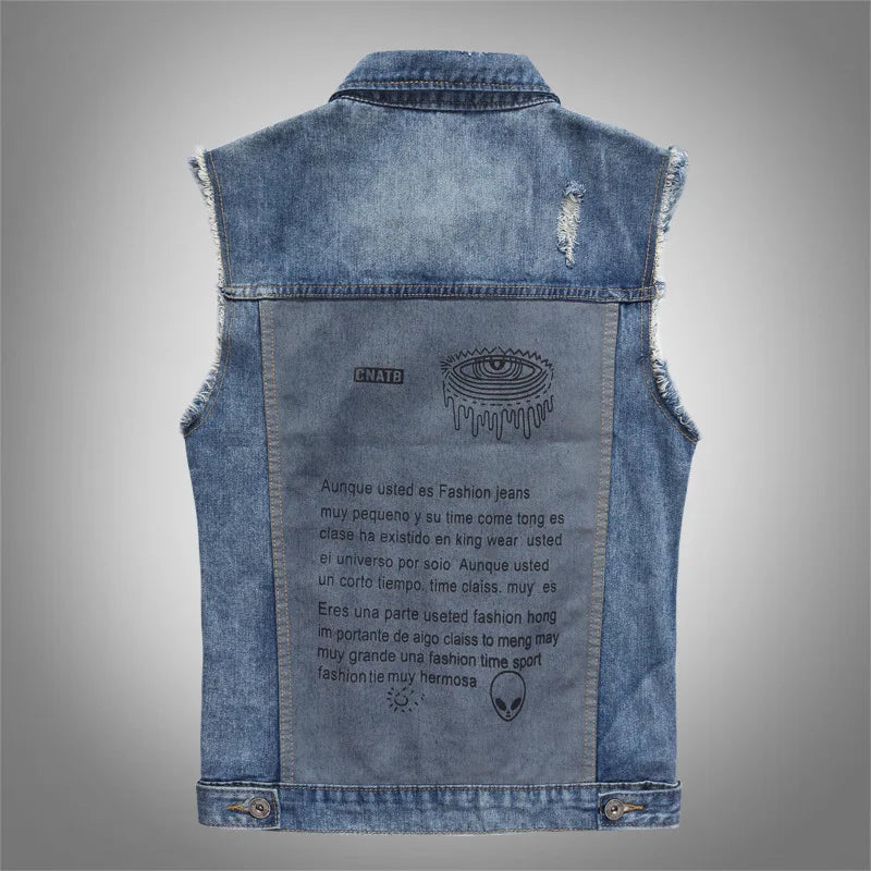 Jeansweste Herren Patches Chic