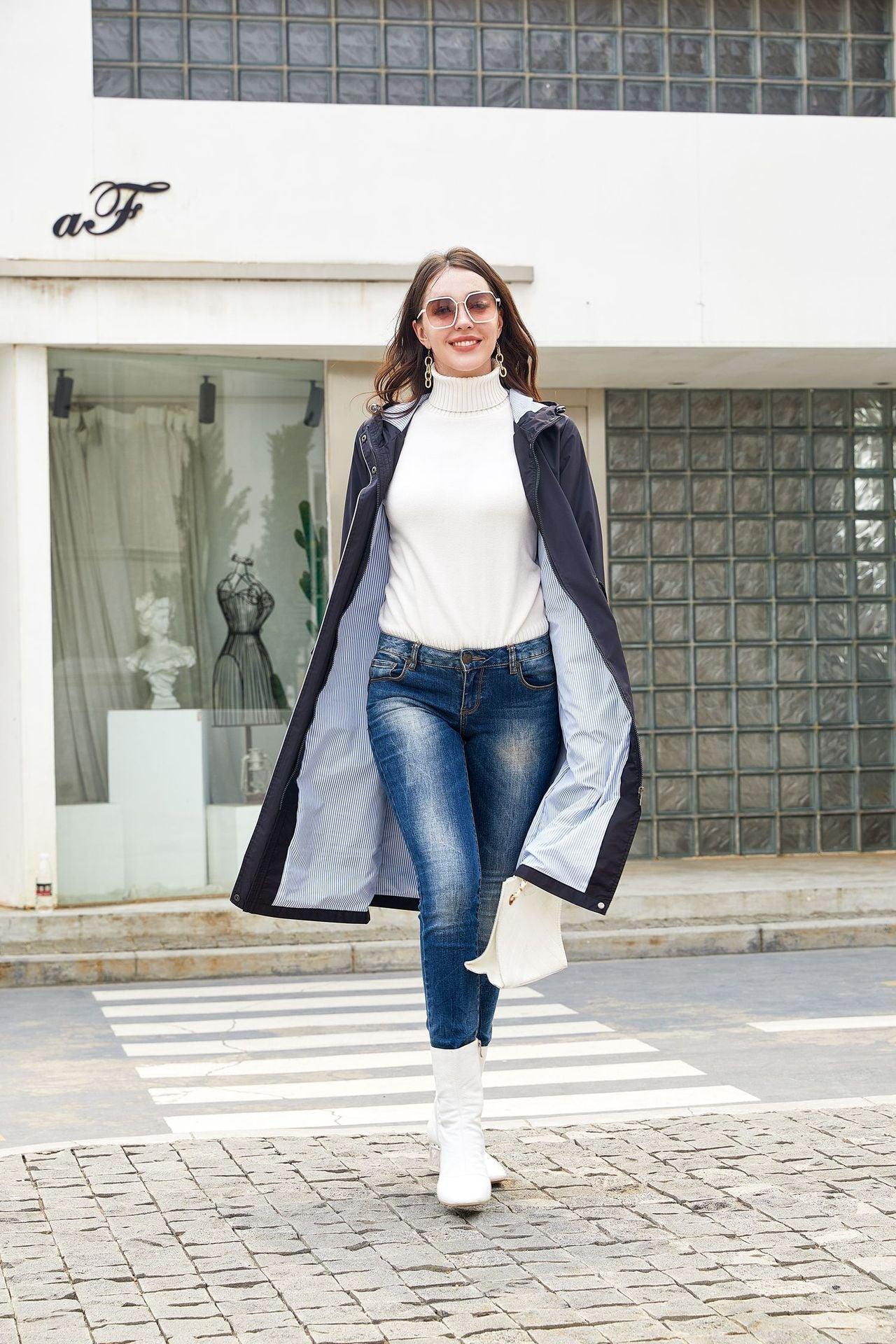 Fudus | Wasserdichter Kapuzen Trenchcoat Für Frauen Komfort