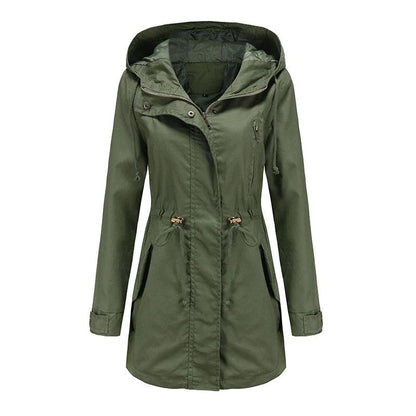 Damen Baumwoll Kapuzen Trenchcoat