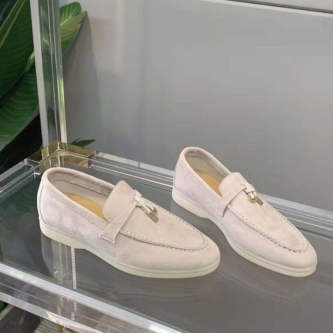 Loafers Wildleder Damen Klassisch Komfort