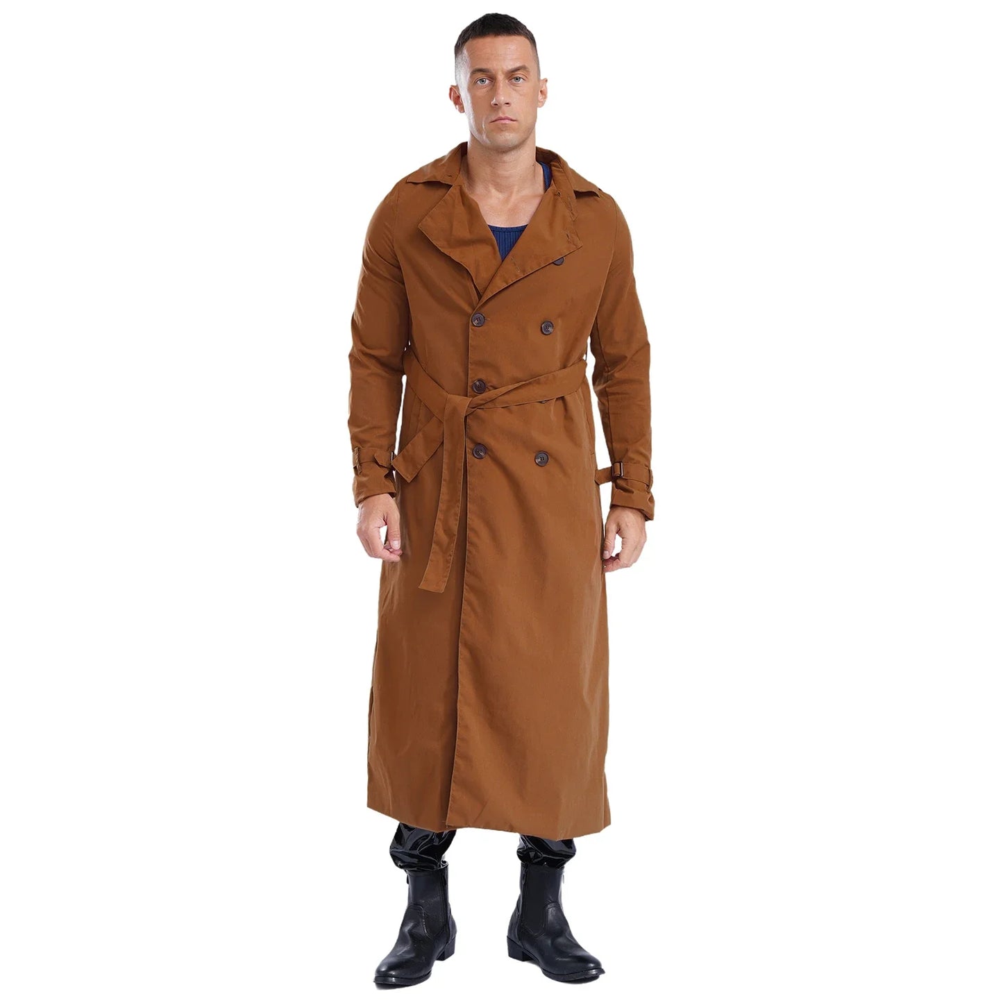 Fudus | Zweireihiger Herren Trenchcoat Mit Gürtel