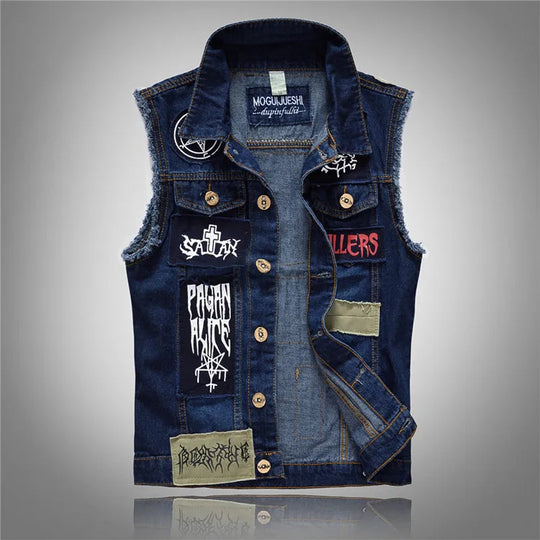 Jeansweste Herren Patches Chic
