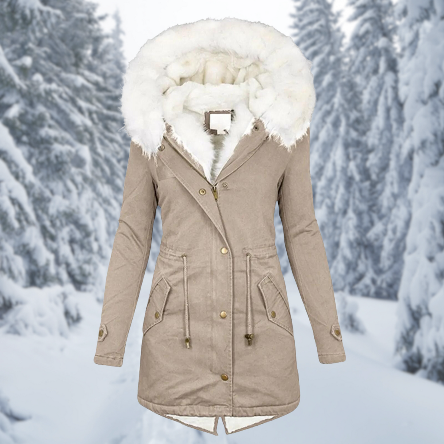 Warme Winterjacke für Damen, mittellang