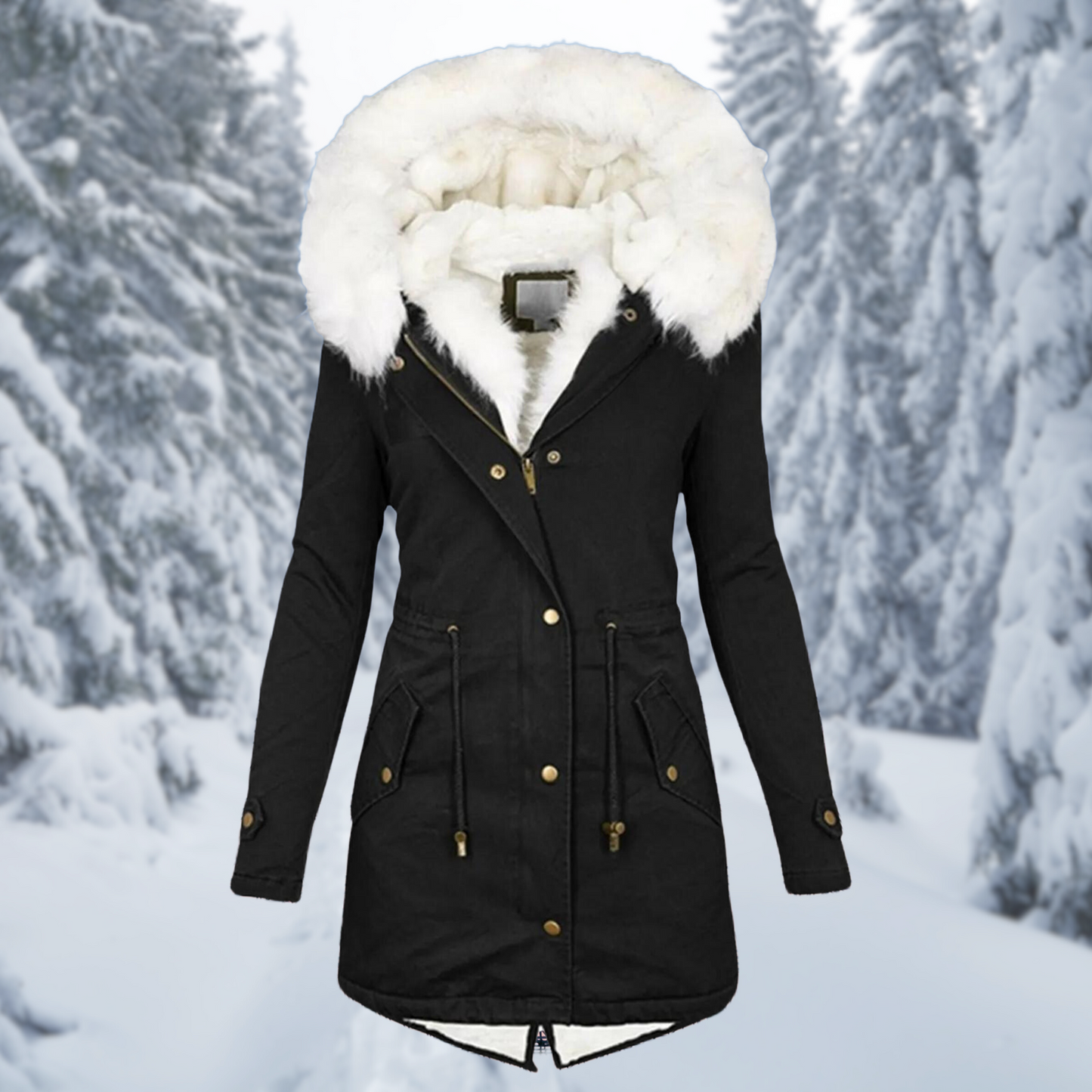 Warme Winterjacke für Damen, mittellang