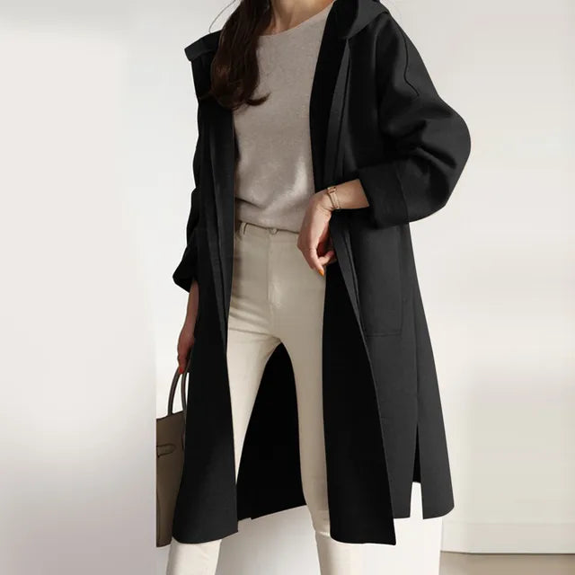Damen Eleganter Staubmantel mit Kapuze
