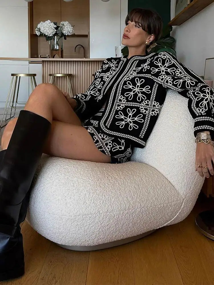 Mantel Damen Baumwolle Ethnisch Laternenärmel