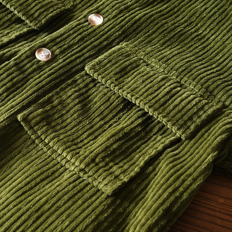 Herren Übergröße Dickes Kordhemd Aus Baumwolle