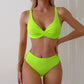 Bikini Satz Push Up Zweiteilig V-Ausschnitt Rüschen