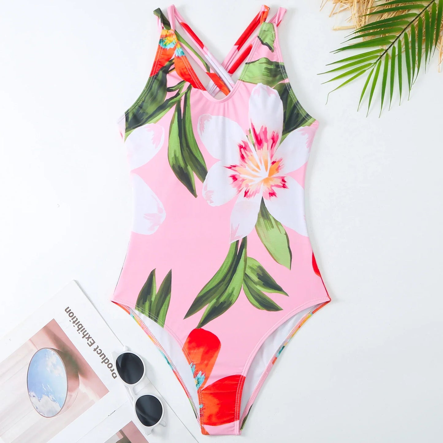 Damen Bikini-Set mit Vintage-Druck - Monokini mit Rock