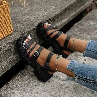 Damen Elegante Urban Sandalen In Cremefarben