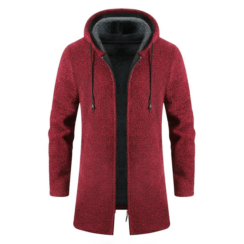 Fudus-Fleece-Cardigan mit Kapuze Rot - Arvid