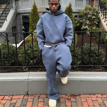 Herren Baumwoll Trainingsanzug Kapuzenpulli Gerade Hose