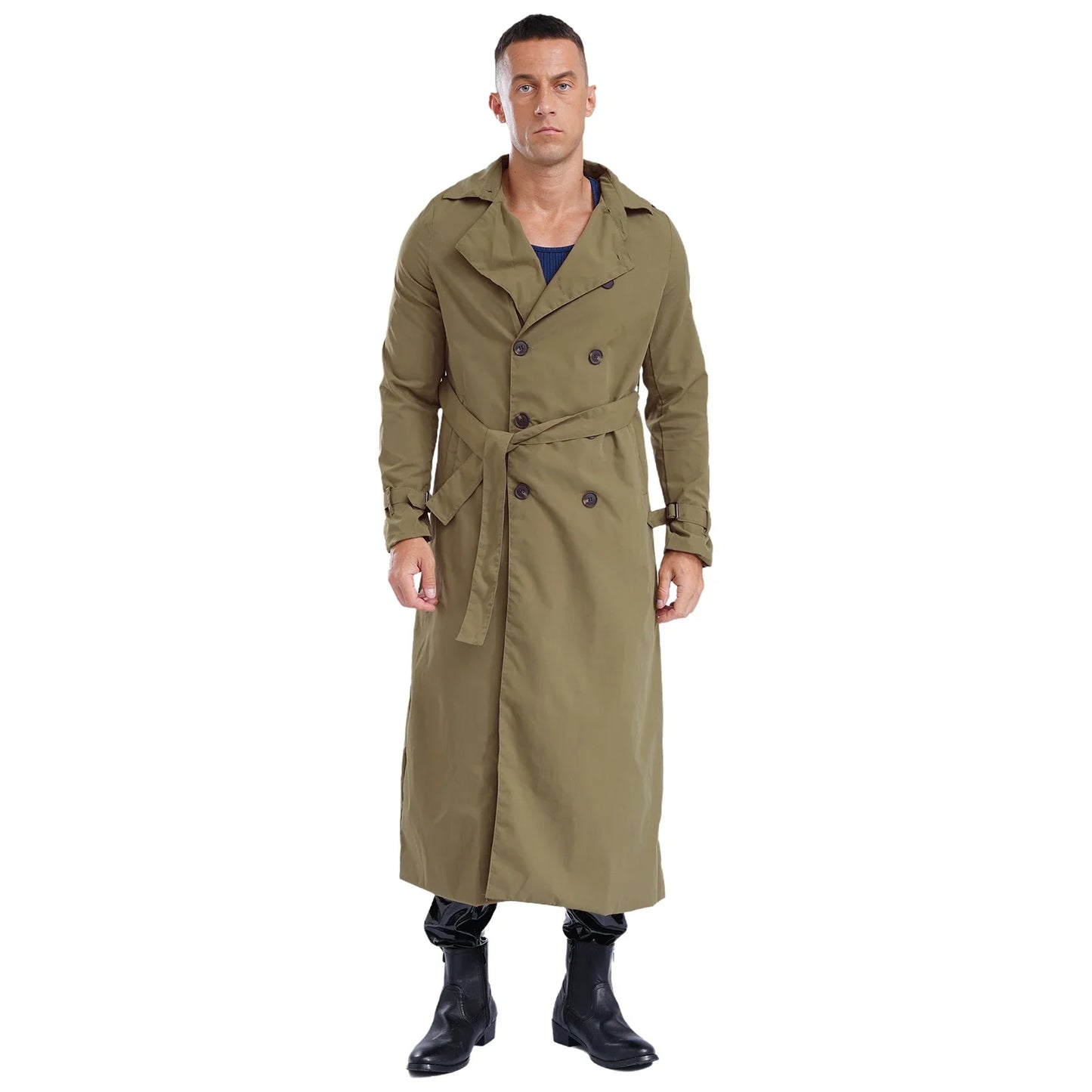 Fudus | Zweireihiger Herren Trenchcoat Mit Gürtel
