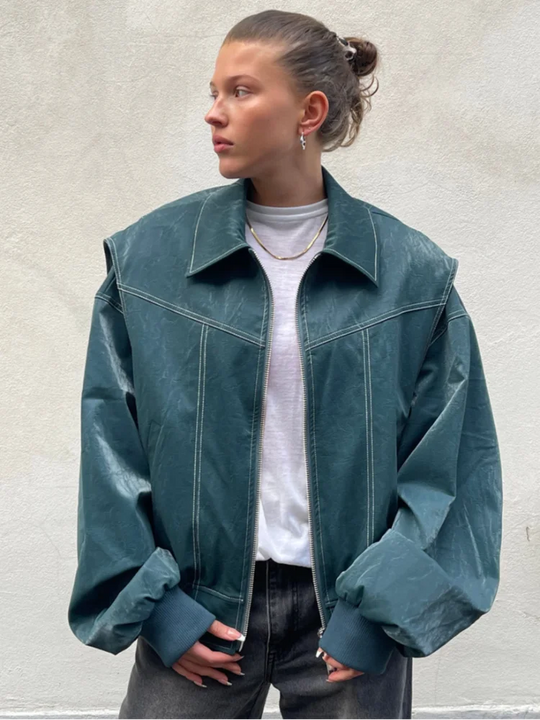Damen Mutige Jacke Aus Veganem Leder