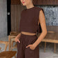 Fudus | Leinen Zweiteiliges Satz Cropped Top Und Passende Hose