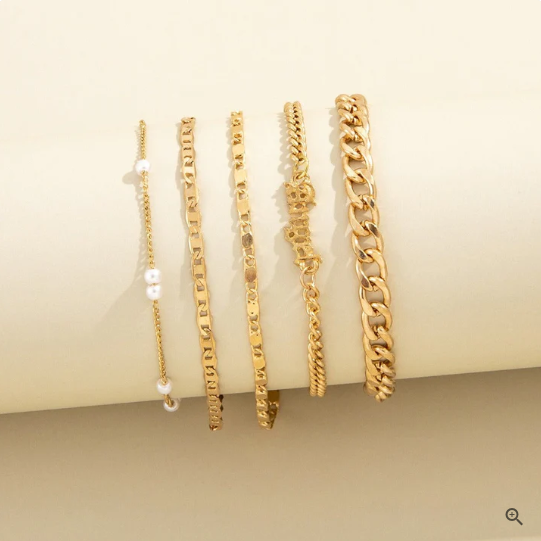 Damen 5 Teiliges Armbandset Für Stilvollen Look