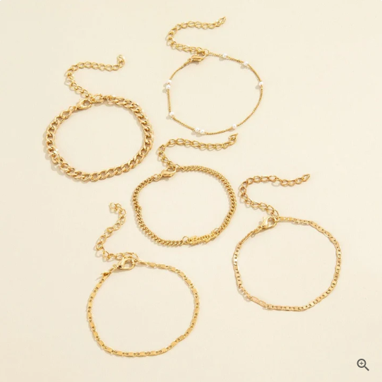 Damen 5 Teiliges Armbandset Für Stilvollen Look