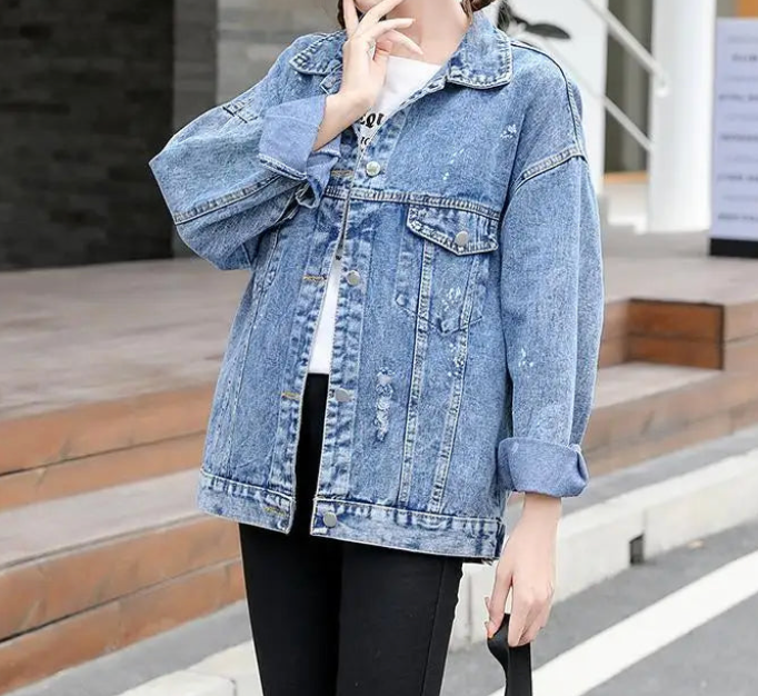 Damen Coole Design Jeansjacke Mouse