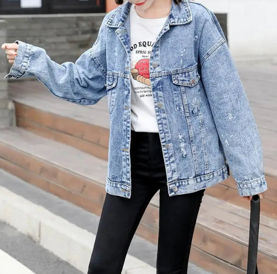 Damen Coole Design Jeansjacke Mouse