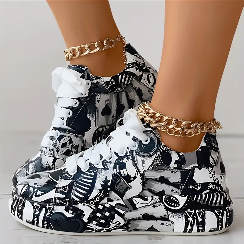 Fudus | stylische Frauen Sneakers mit Graffiti Druck