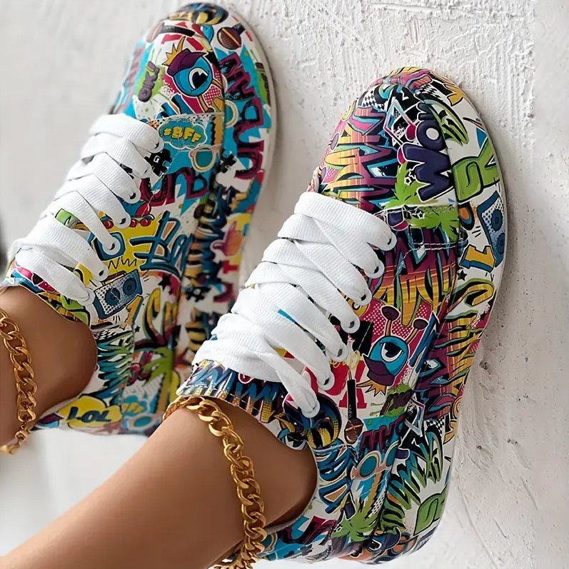 Fudus | stylische Frauen Sneakers mit Graffiti Druck